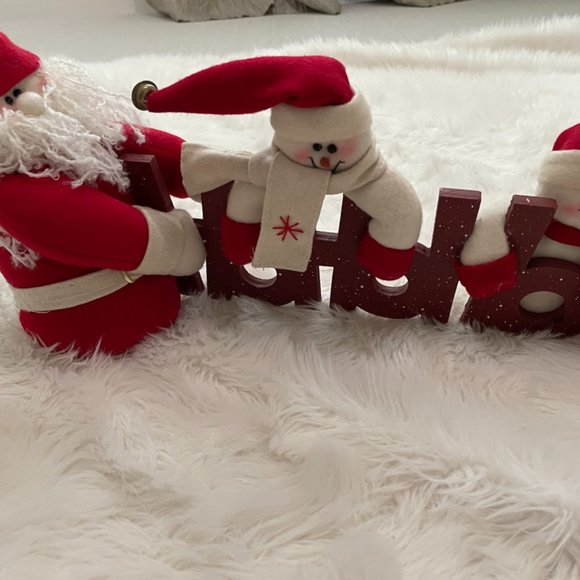 Christmas Holiday Decor Ho Ho Ho jingle bell Santa Snowmen - Picture 6 of 10